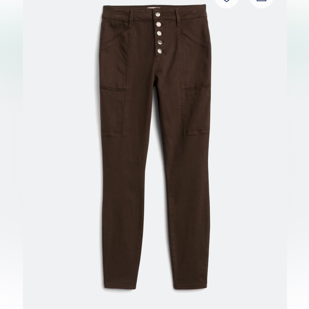 Pistola Brown Button Front Skinny Pants